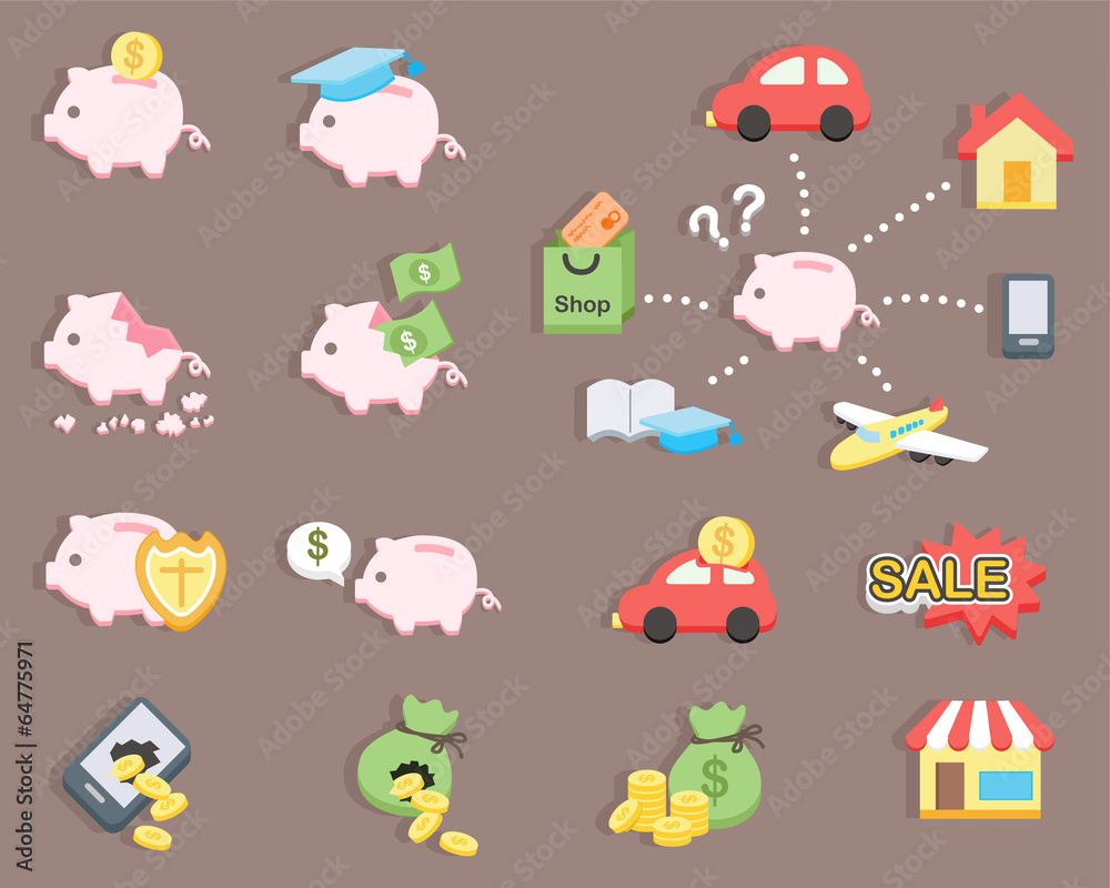 Fototapeta premium Piggy bank saving money