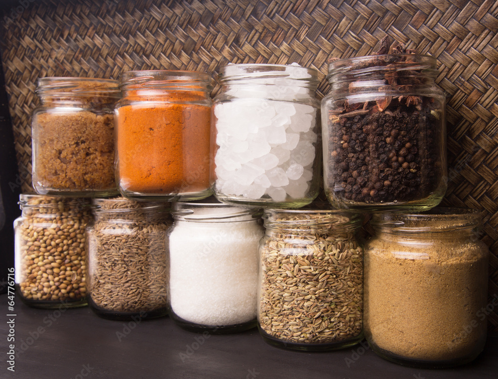 Different varieties of sugar and spices Different varieties of sugar and spices