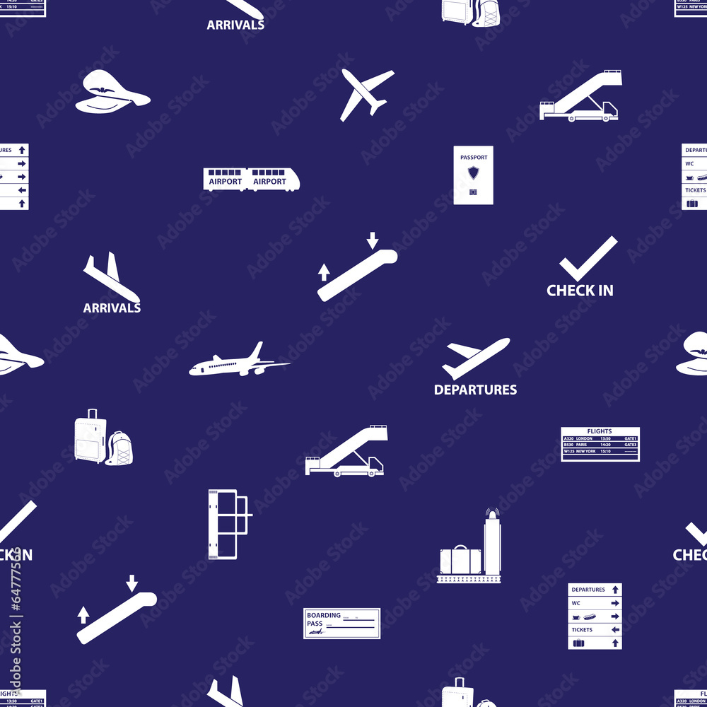 airport icons blue and white seamless pattern eps10 airport icons blue and white seamless pattern eps10
