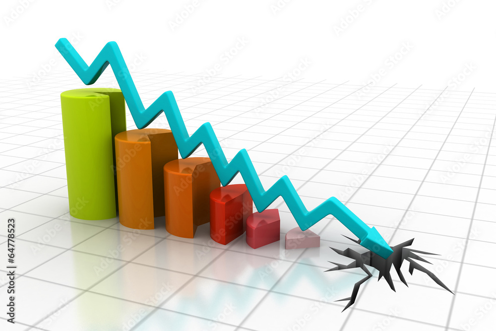 Graph showing business decline . Graph showing business decline .