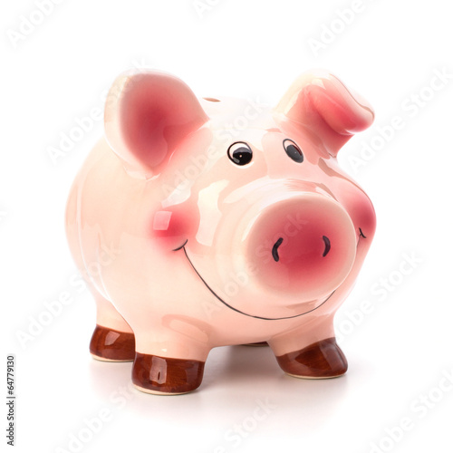 Lucky piggy bank isolated on white background