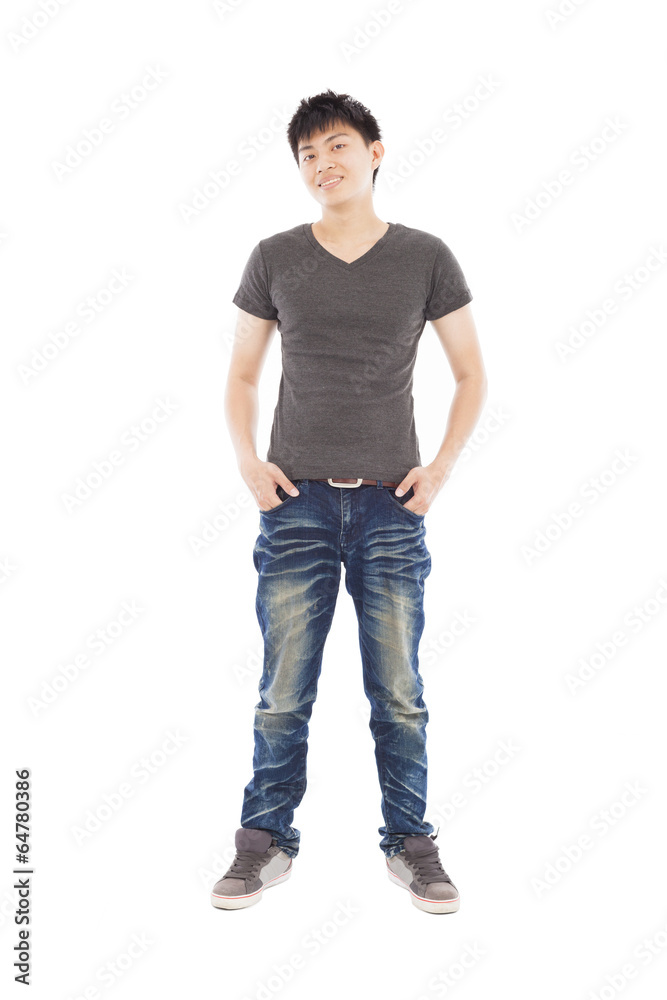 full of confidence young man standing on a white background full of confidence young man standing on a white background
