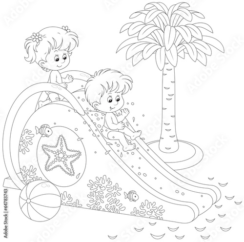Children on a waterslide