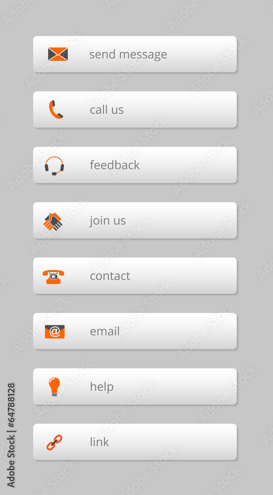 simple gray internet buttons with orange-gray icons simple gray internet buttons with orange-gray icons