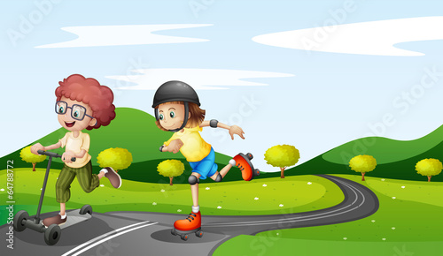 Kids playing at the road