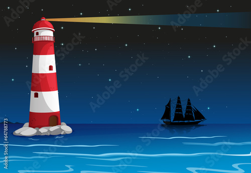 A lighthouse in the middle of the ocean