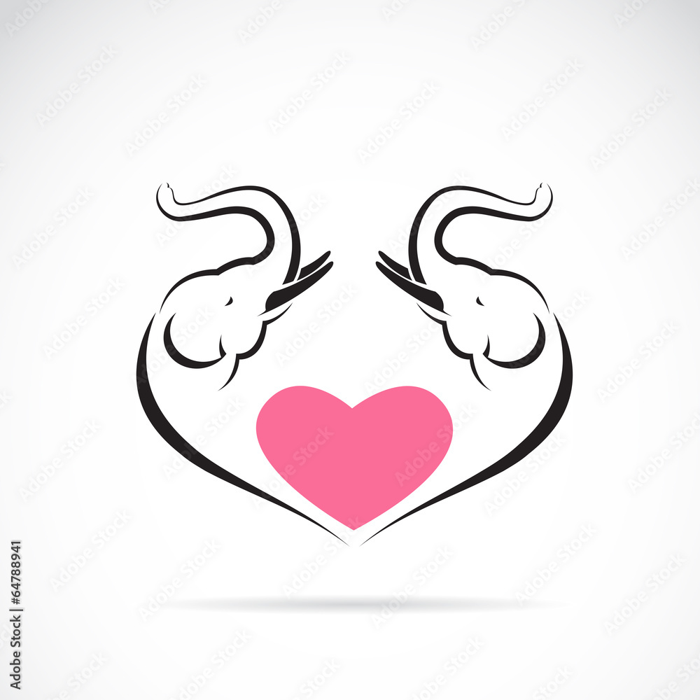 Vector image of elephant and heart Vector image of elephant and heart