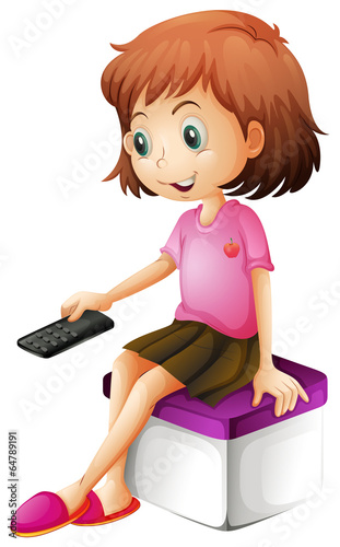 A girl holding a remote control