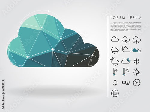 polygon cloud with weather icon