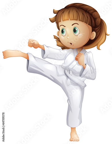 A young girl showing her karate moves