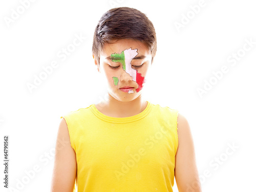 boy with italian flag & map painted on his face