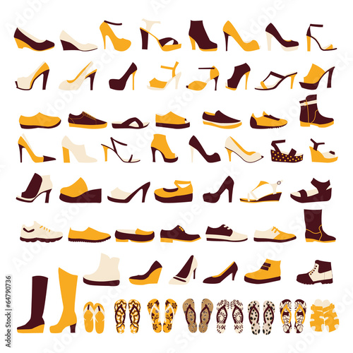 icon set of men's  and of women's shoes