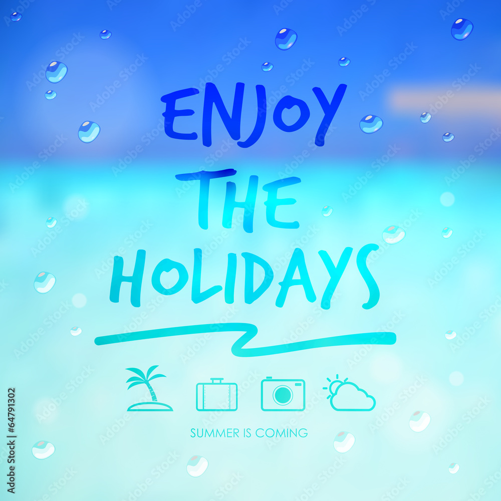 enjoy the holidays and travel icon on summer sea background enjoy the holidays and travel icon on summer sea background
