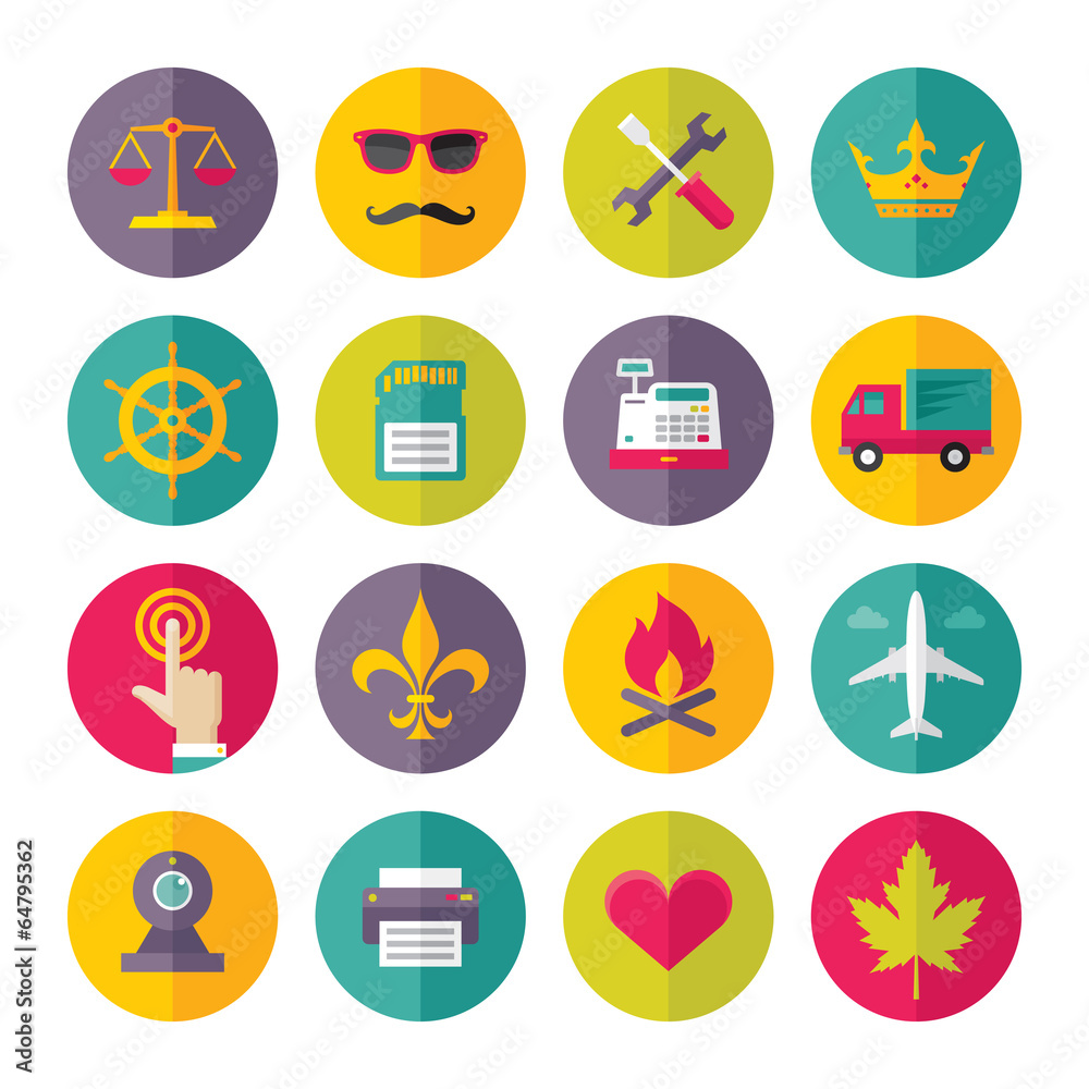 Icons Vector Set in Flat Design Style - 04