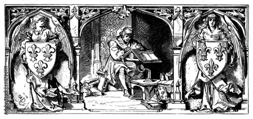 Tableau sur toile Lettered Man Writing - 15th-16th century