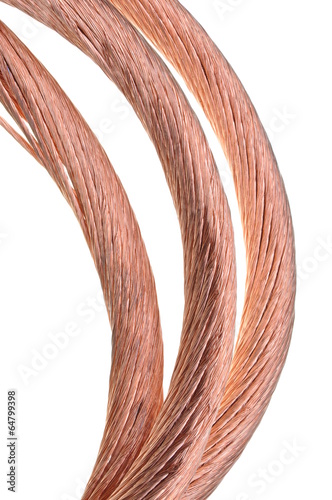 Copper cable isolated on white background