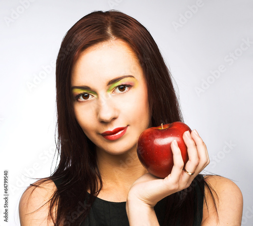 Woman with apples