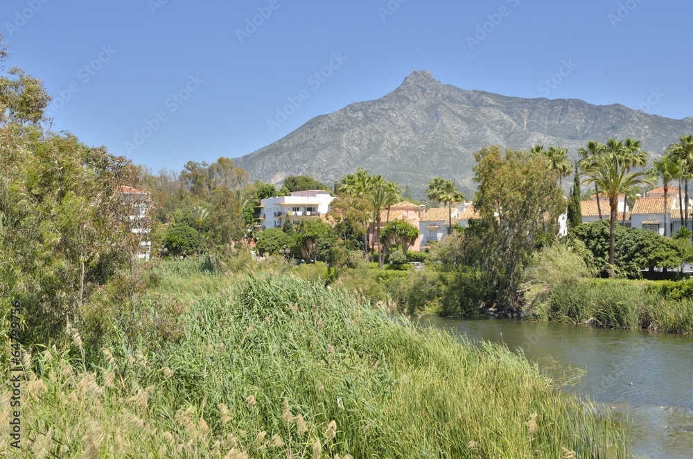 Mouth river in the beach of Marbella, Spain