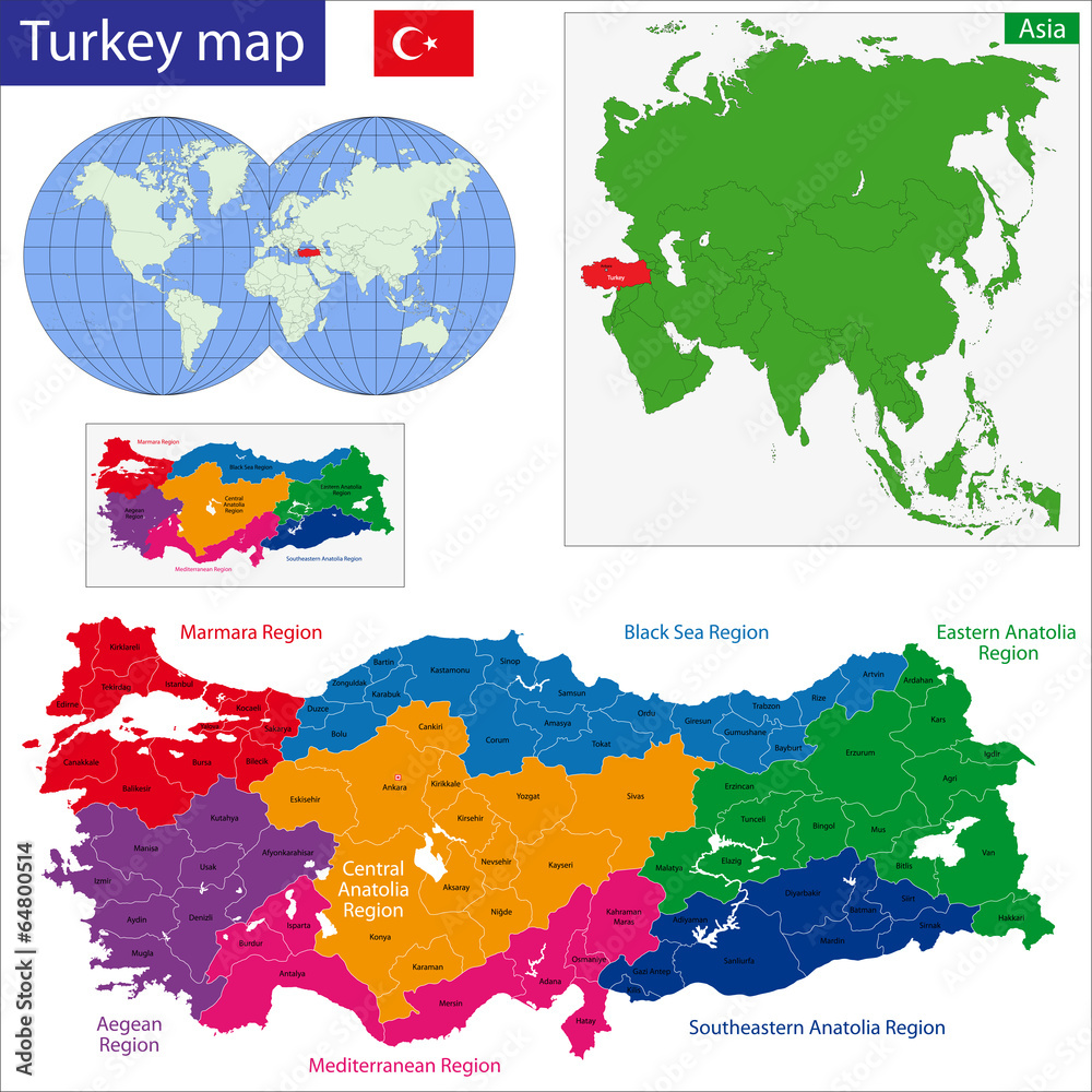 Obraz premium Turkey map