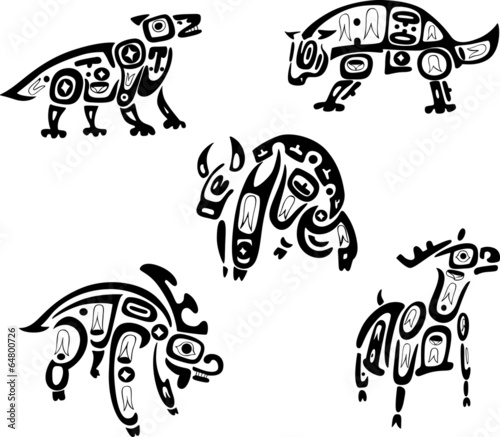 Native indian shoshone tribal drawings. Animals photo
