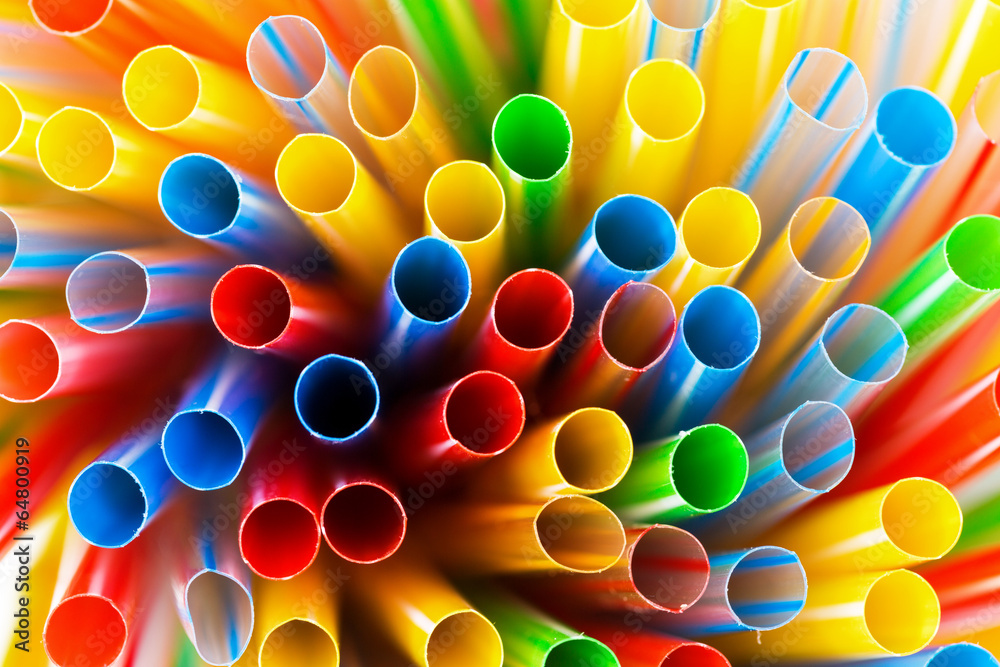 Colored Plastic Drinking Straws closeup