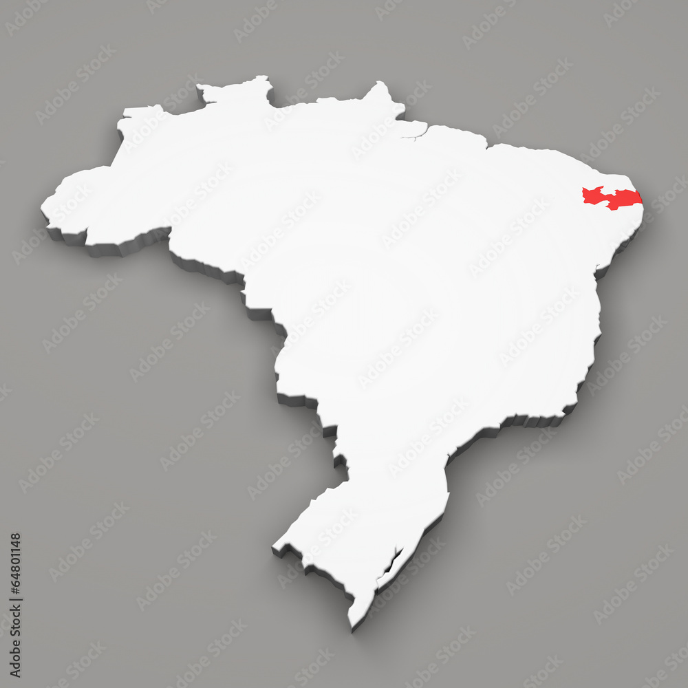 Mappa Brasile, divisione regioni Paraiba Mappa Brasile, divisione regioni Paraiba