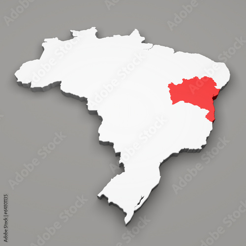 Mappa Brasile  divisione regioni Bahia