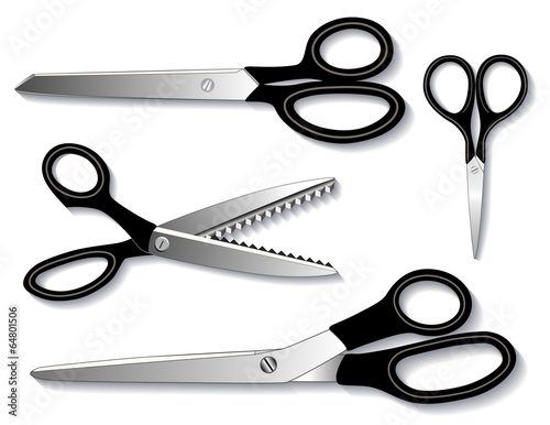 Scissors: Embroidery, Sewing, Pinking, reposition blades in EPS8