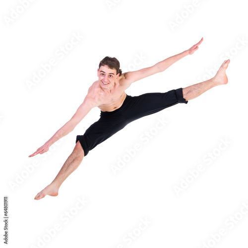 young and stylish modern ballet dancer jumping