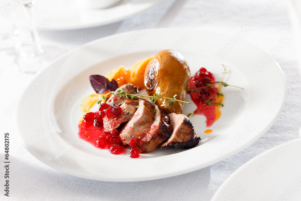 roasted duck with pear roasted duck with pear
