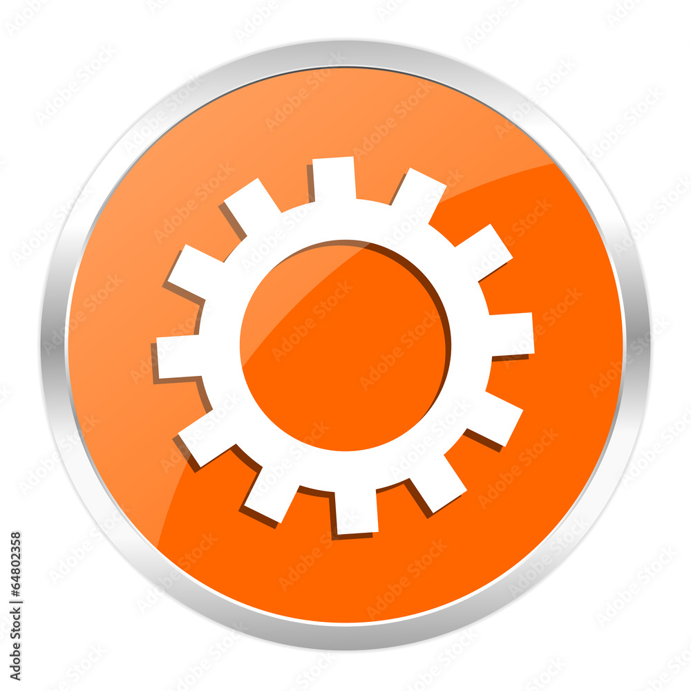 gear orange glossy icon