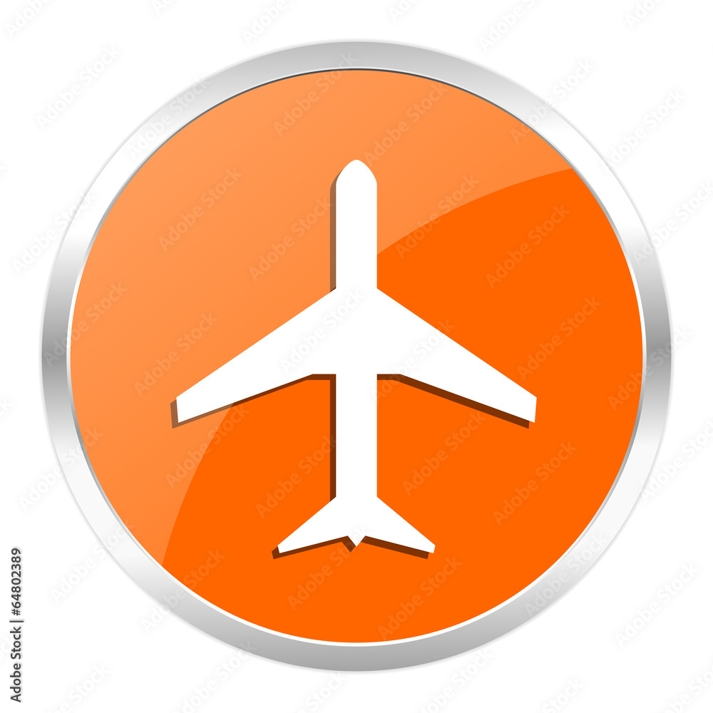 plane orange glossy icon