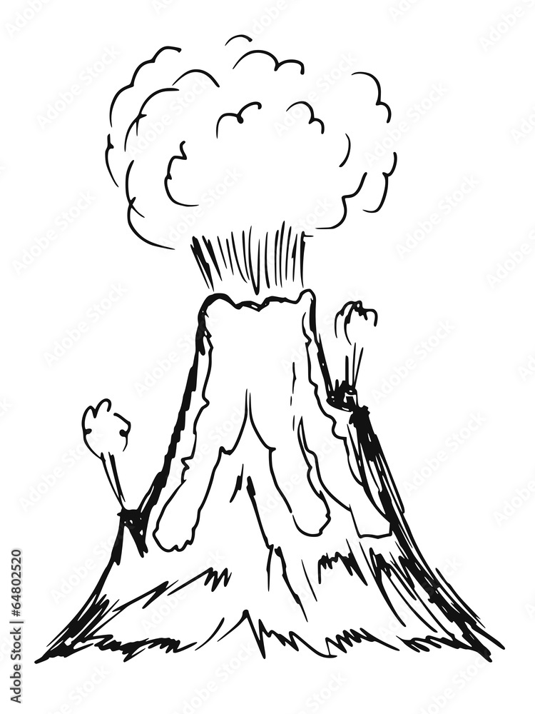 Naklejka premium volcano erupting