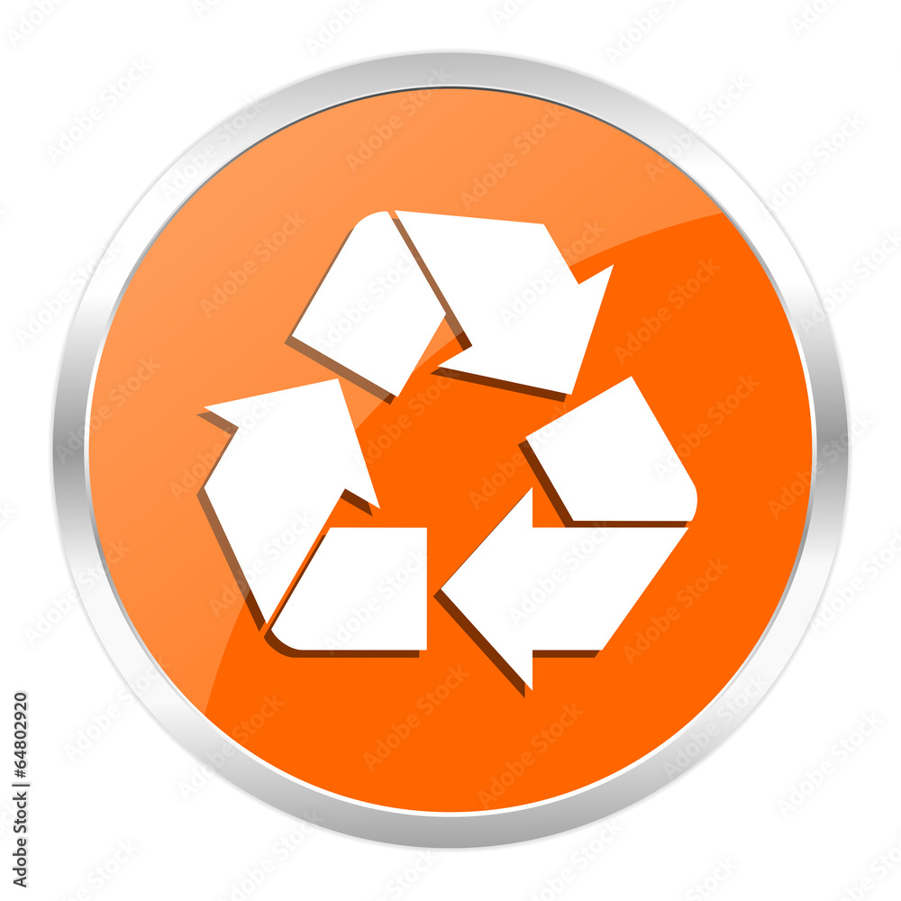 recycle orange glossy icon recycle orange glossy icon