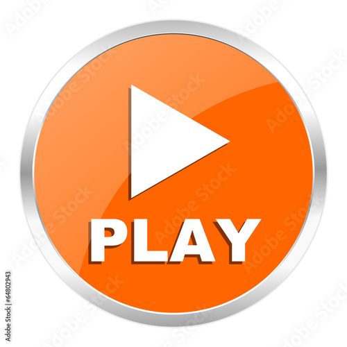 play orange glossy icon