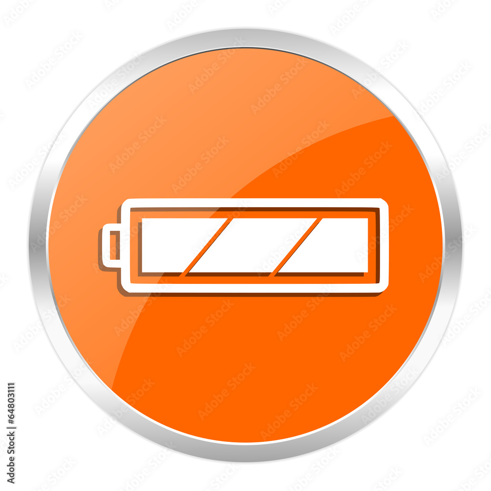 battery orange glossy icon battery orange glossy icon