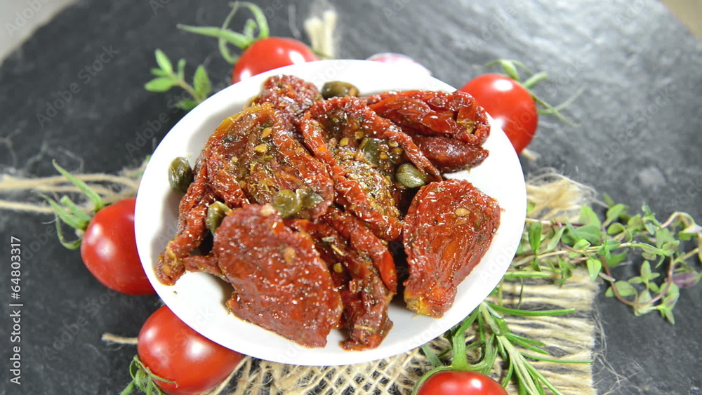 Sun dried Tomatoes as loopable full HD video file Sun dried Tomatoes as loopable full HD video file