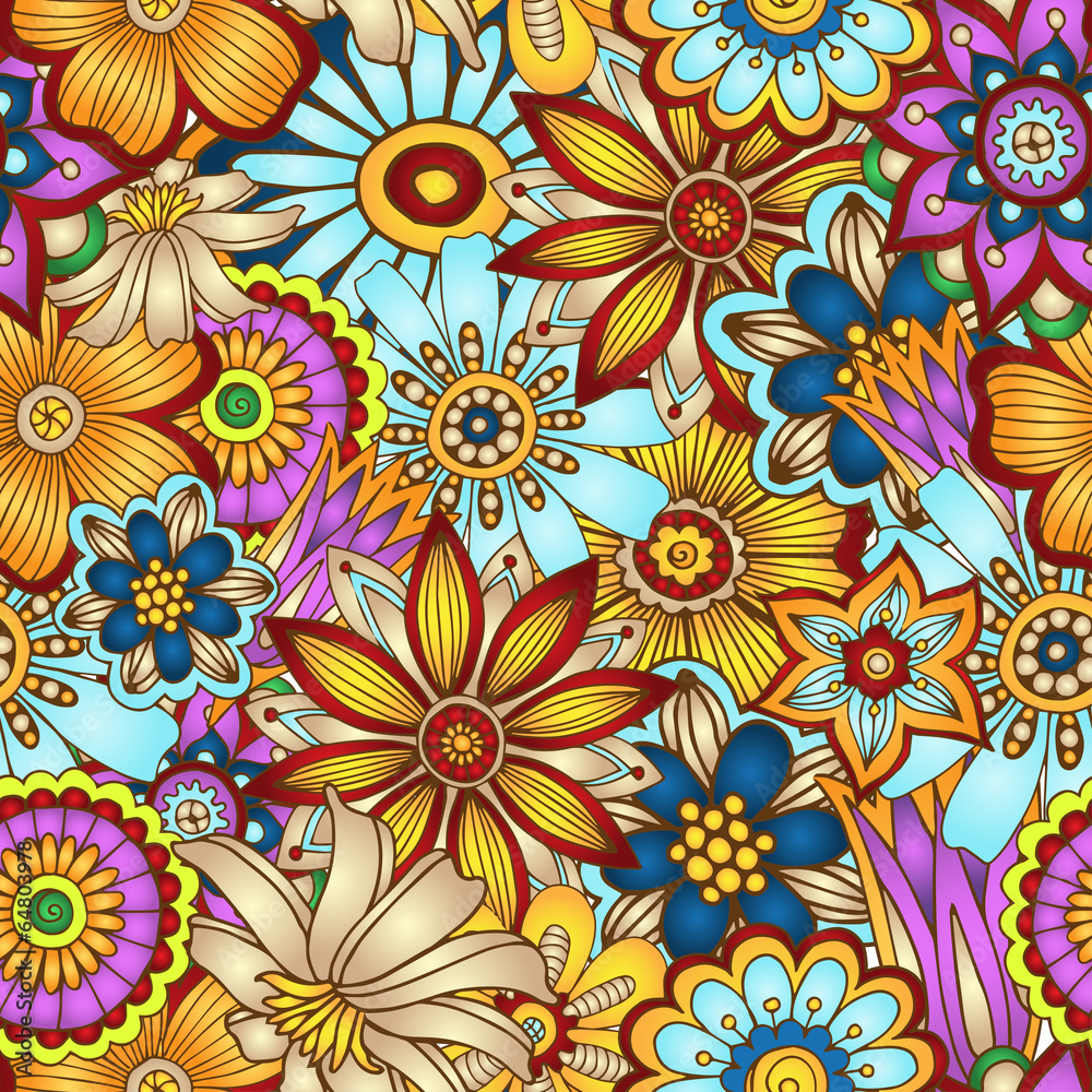 Abstract vector floral seamless background.