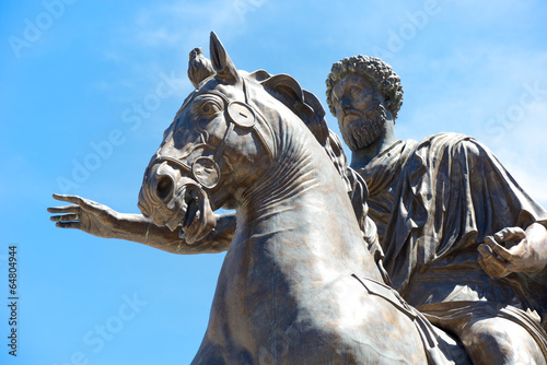 Canvas Print Statue of Marco Aurelio at the Capitoline Hill in Rome, Italy