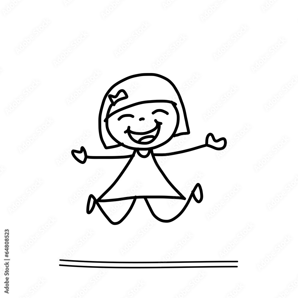 Fototapeta premium hand drawing cartoon happy kids
