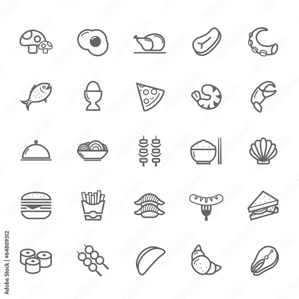 Set of Outline stroke Food icon
