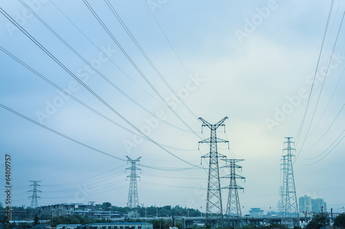 high voltage transmission pylon background