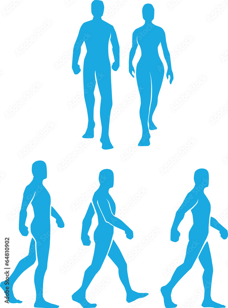 Silhouette of People Walking in Several Poses Silhouette of People Walking in Several Poses