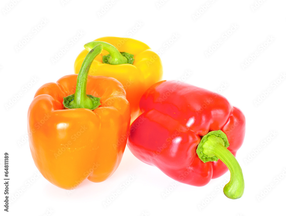 Colored Fresh Sweet Pepper Isolated on White Background Colored Fresh Sweet Pepper Isolated on White Background
