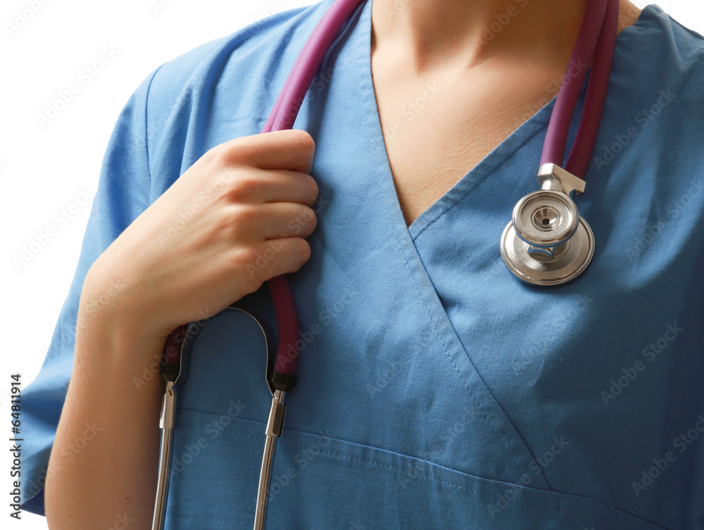 A portrait of a female doctor in uniform with a stethoscope A portrait of a female doctor in uniform with a stethoscope