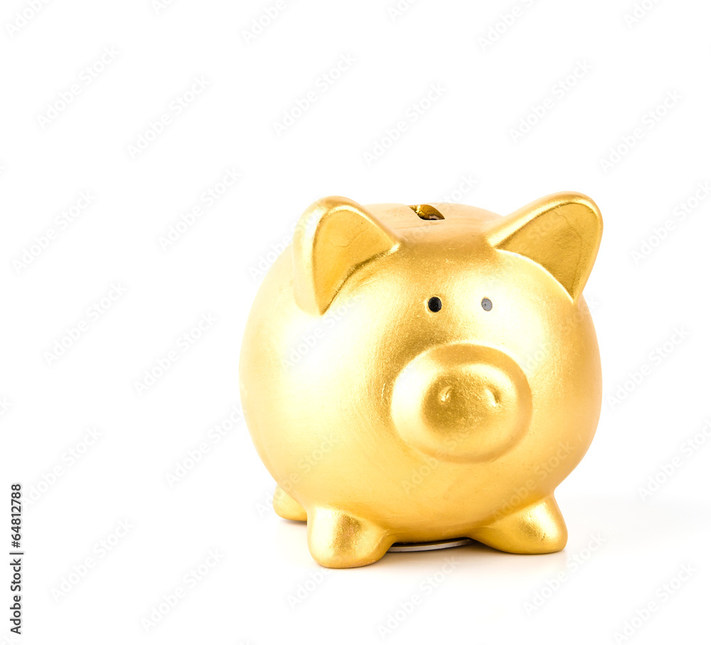 gold piggy bank isolated white background Stock Photo | Adobe Stock