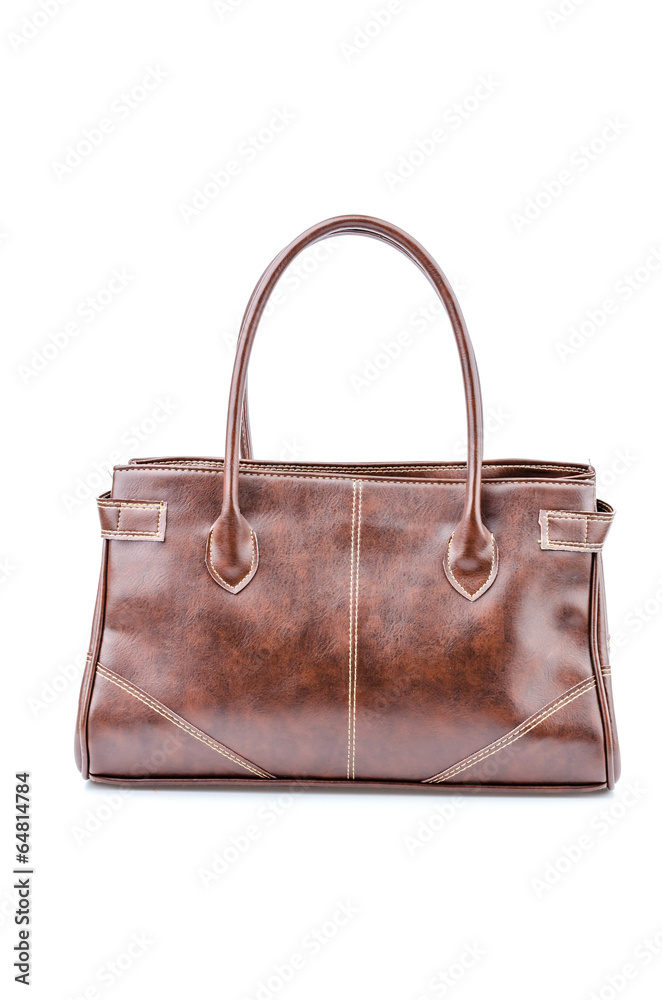 Woman leather bag isolated white background