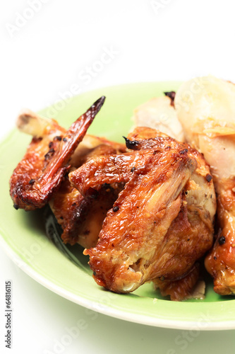 Grilled chicken wing and drumstick
