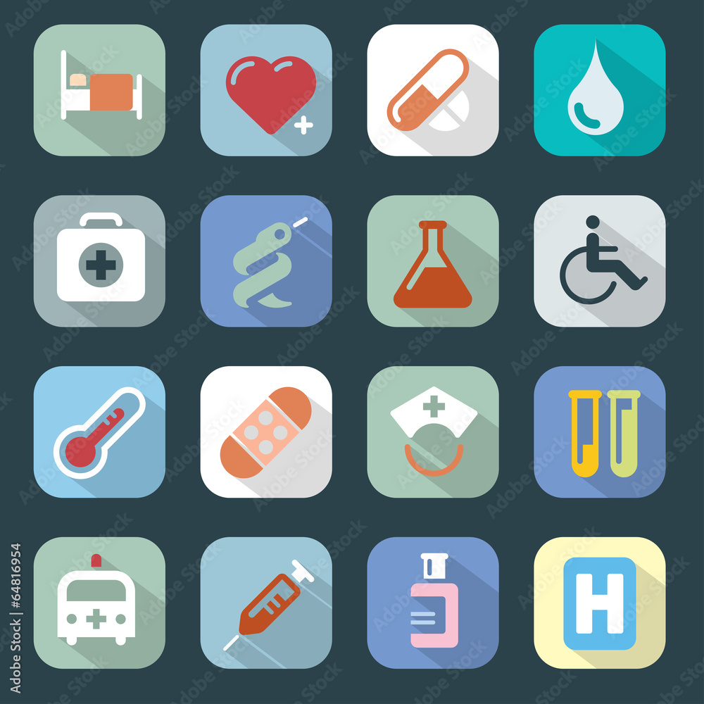 Medicine web colour icons set Medicine web colour icons set