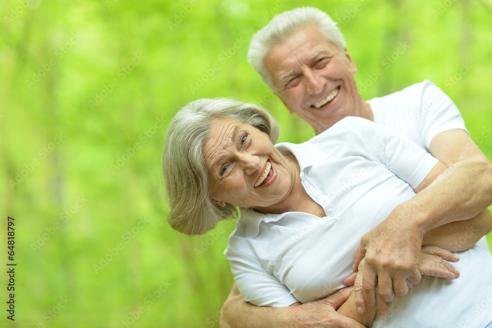 Senior couple walking